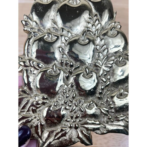 VIRGINIA METALCRAFTERS Brass Christmas Tree Trivet Williamsburg Pineapple VTG - Picture 6 of 10